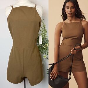 Maeve Strappy Micro Romper | NWT | small | Olive Brown | anthropologie